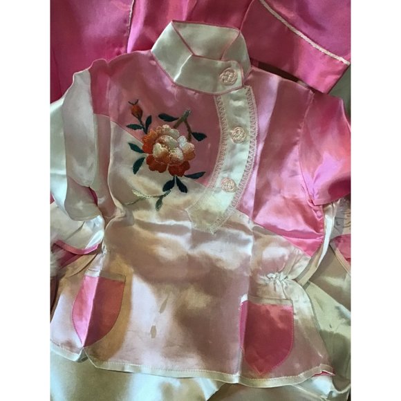 Vintage Child’s Asian Silk  Embroidered Pajama Set - Picture 1 of 12
